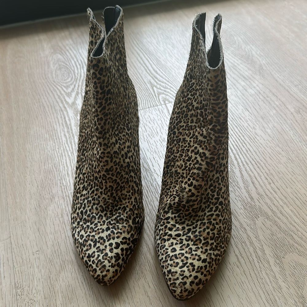 Dolce Vita Larocka leopard pattern Taupe Ankle Boot Bootie Shoe Size 7.5 leather